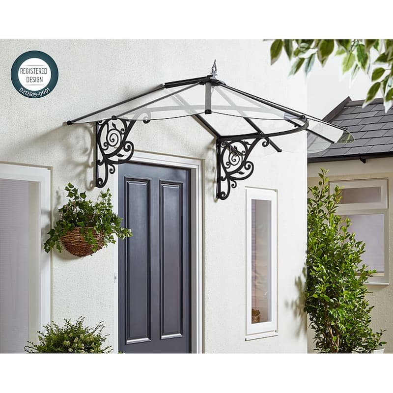 Lily 3 ft. Black/Clear Door and Window Awning