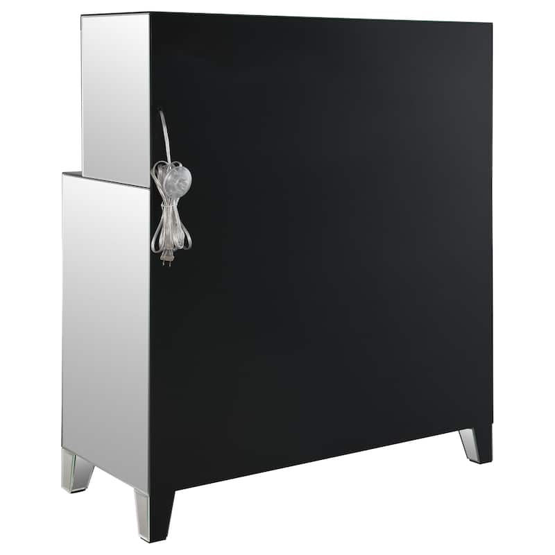 Yvaine Silver 2-door Mirrored Acrylic Home Bar Wine Cabinet