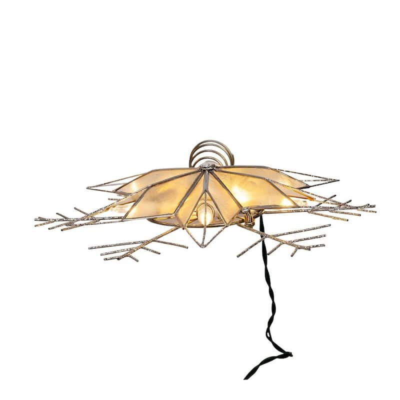 Kurt Adler 10-Inch 10-Light LED Silver Capiz and Snowflakes Tree Topper