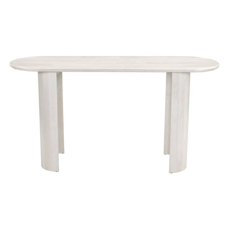HomeRoots 58" White Solid Wood Oval Console Table - 58.00 in. x 29.90 in. x 19.00 in.