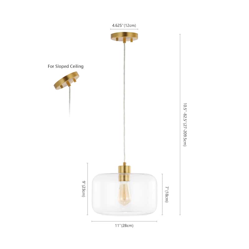 SAFAVIEH Lighting Dashurie 11-inch Pendant - 11" W x 11" D x 11-83" H - Gold/Clear - 11Wx11Dx83H