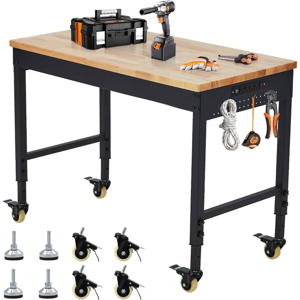 60*22*1.2 Inch Workbench for Garage with 4 Rolling Casters - N/A