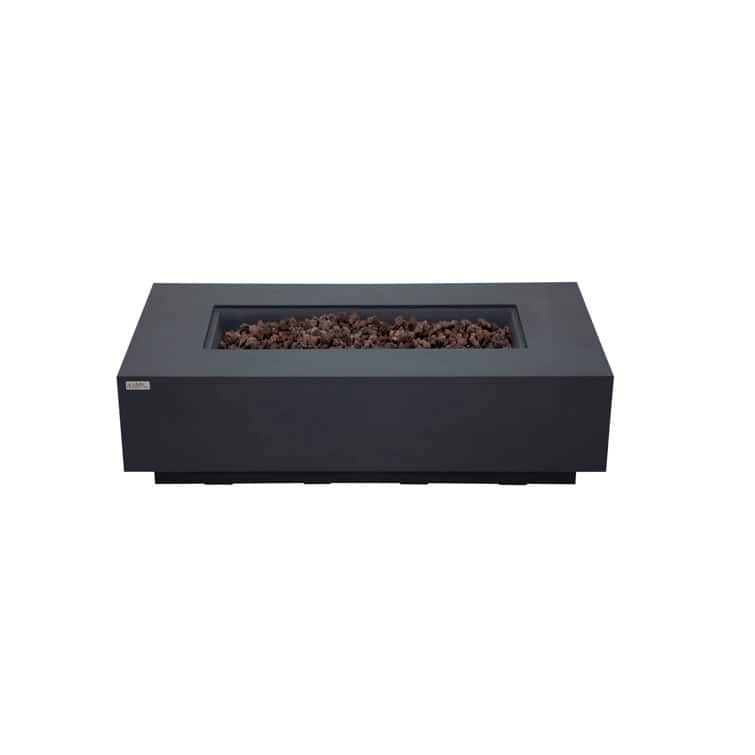 Madison 60" Rectangular Concrete Fire Pit Table by AMS Fireplace - Dark Grey - Propane