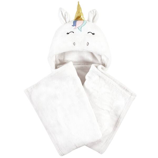 slide 1 of 1, Hudson Baby Infant Girl and Toddler Hooded Animal Face Plush Blanket, Multicolor Unicorn, One Size One Size - Multicolor Unicorn