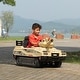 preview thumbnail 9 of 15, 24V Kids Ride-On Thunder Tank with Rotating Turret and Remote Control, Military Toy Truck for Boys and Girls, Ages 3-8 - Yellow