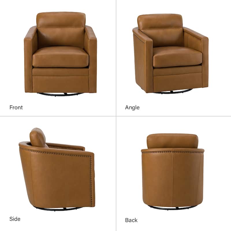 Jorge 28.74" Wide Traditional Genuine Leather Swivel Chair with Removable Seat Cushion and No Assembly Needed Set of 2
