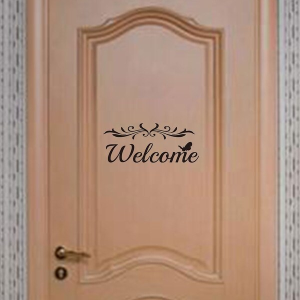 Hello Welcome Door Vinyl Decal Sticker Front Door Decal Decor Welcome Home Art