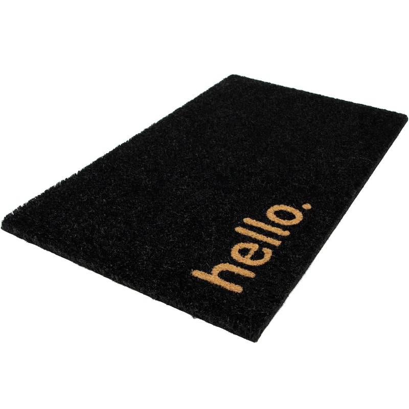 Black Coir "Hello" Outdoor Doormat 18" x 30" - 30