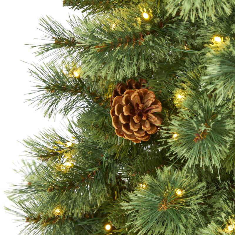 5' White Mountain Pine Christmas Tree with 200 Clear LED Lights - Green