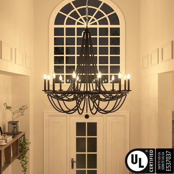 Cauhu 12 light Farmhouse Empire Beaded Chandelier N A