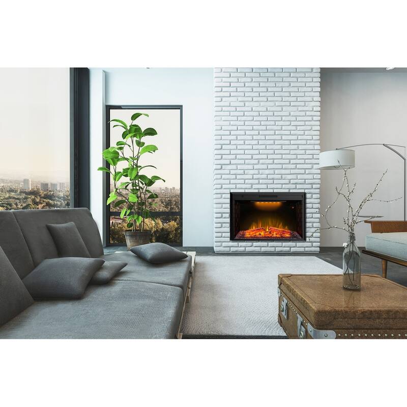 Electric Fireplace Heater with Log set & Realistic Flame