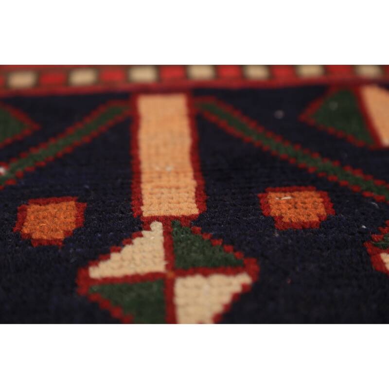 Red Geometric Bakhtiari Persian Vintage Rug Handmade Wool Carpet - 6'9" x 9'4"