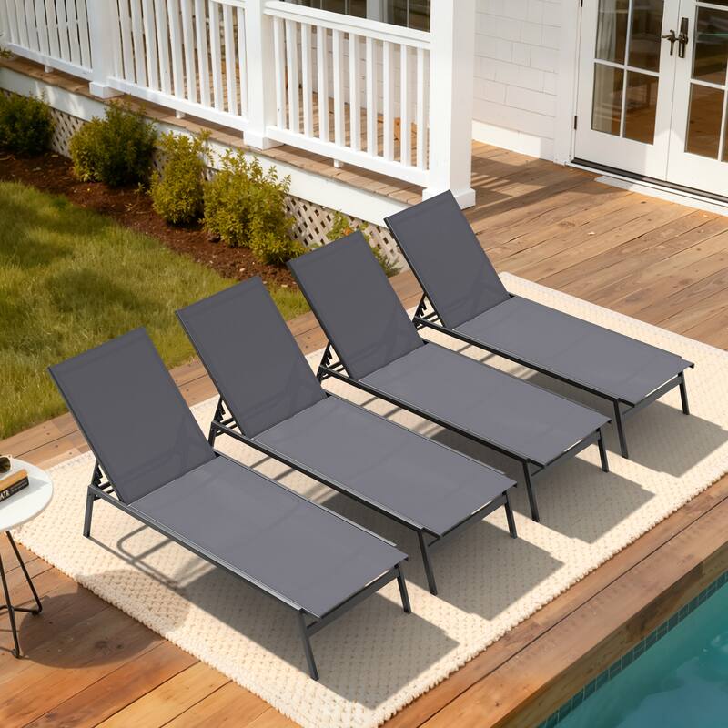 VredHom Outdoor Patio Stackable Adjustable Chaise Lounge Chairs
