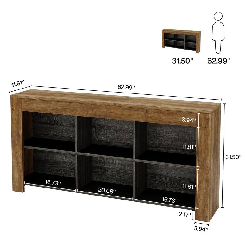 Sofa Console Table Behind Couch, Industrial 6 Storage Cubes