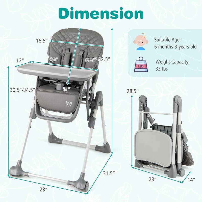 Gymax Foldable High Chair for Babies & Toddlers w/ Footrest Detachable