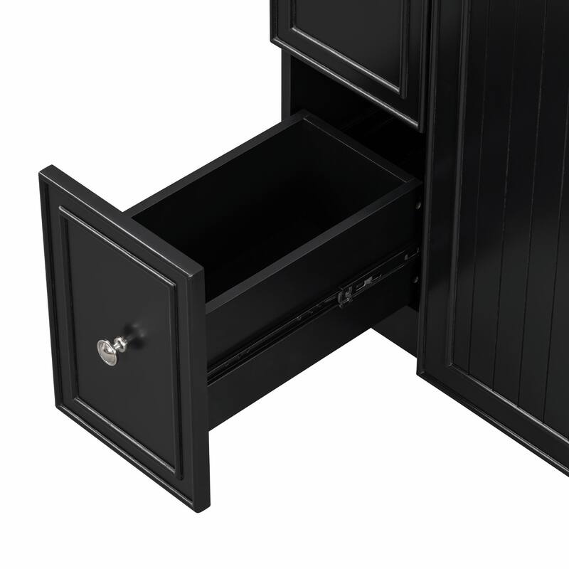 24-Inch Bathroom Vanity Cabinet with Ceramic Sink - 2 Drawers and 1 Door
