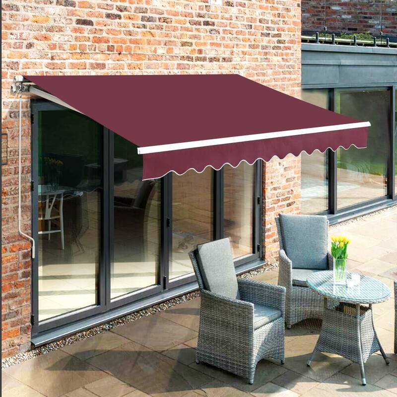 MCombo13x8Feet Manual Retractable Patio Door Window Awning Sunshade Shelter Outdoor Canopy