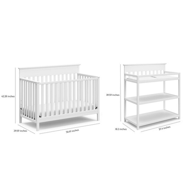 crib with changing table white