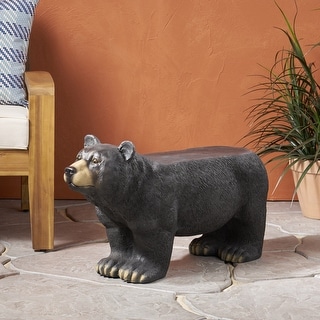 Collinston Outdoor Cast Stone Outdoor Bear Garden Bench by Christopher Knight Home