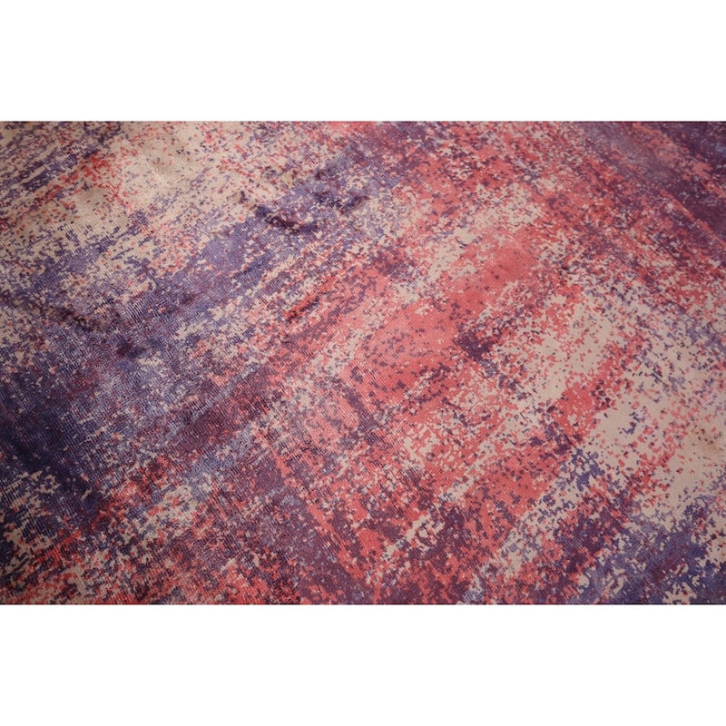 All-Over Abstract Modern Round Area Rug Hand-Knotted Wool Carpet - 6'6" x 6'6"