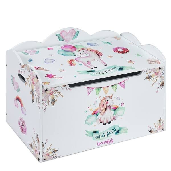 Shop Costway Wooden Toy Box Storage Chest W Seating Bench For