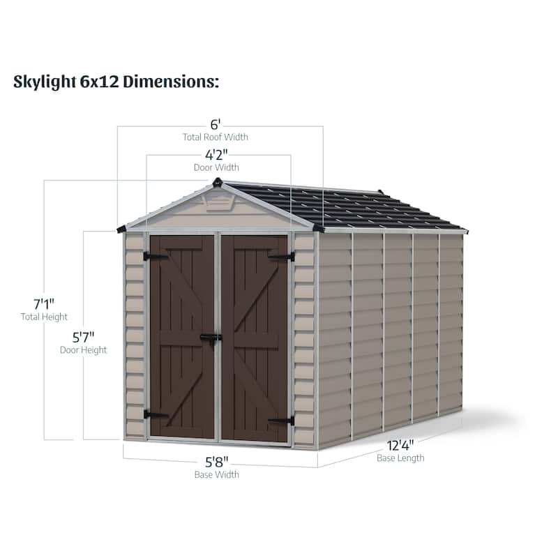 SkyLight 6 ft. x 12 ft. Tan Garden Outdoor Storage Shed - 6 ft x 12 ft