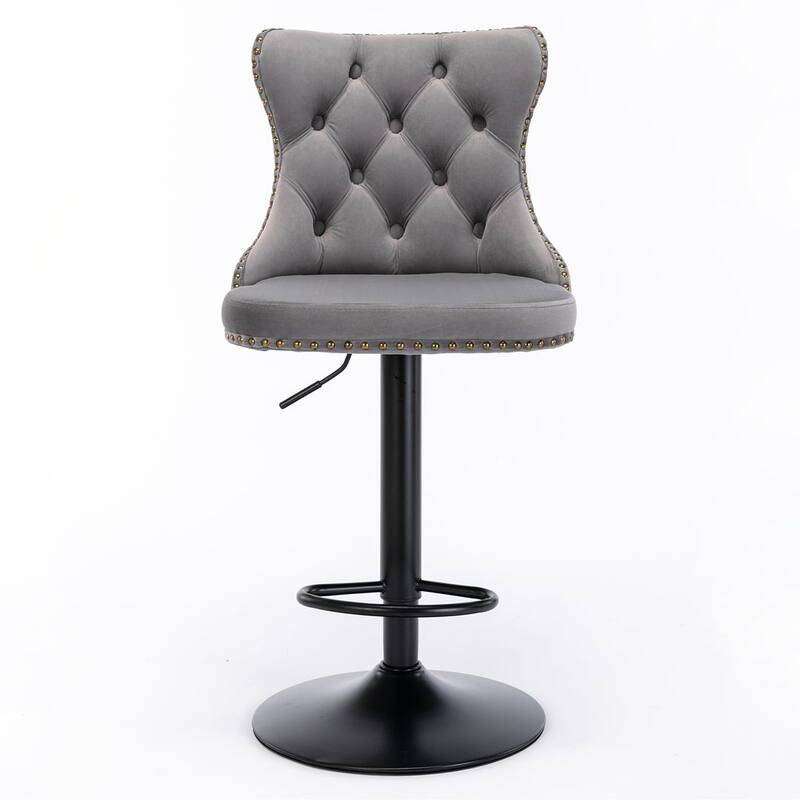 Bar stools with Backs Luxurious Velvet Swivel - Adjustable Height, Set of 2