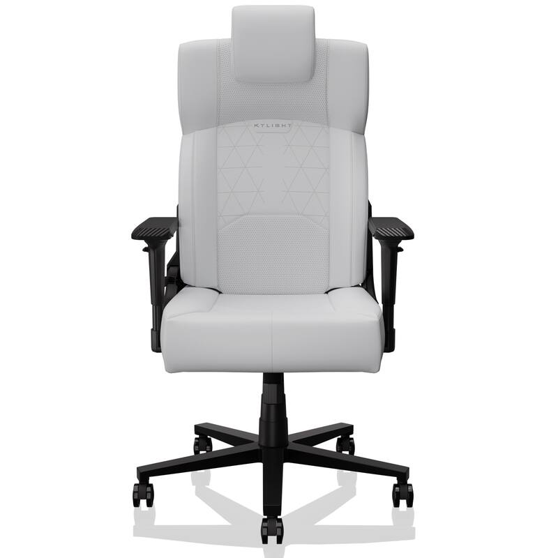 PU Leather Ergonomic Office Chair Gaming Chair with Lumbar Support Flip-Up Arms Headrest, for Adults, Women and Men, White