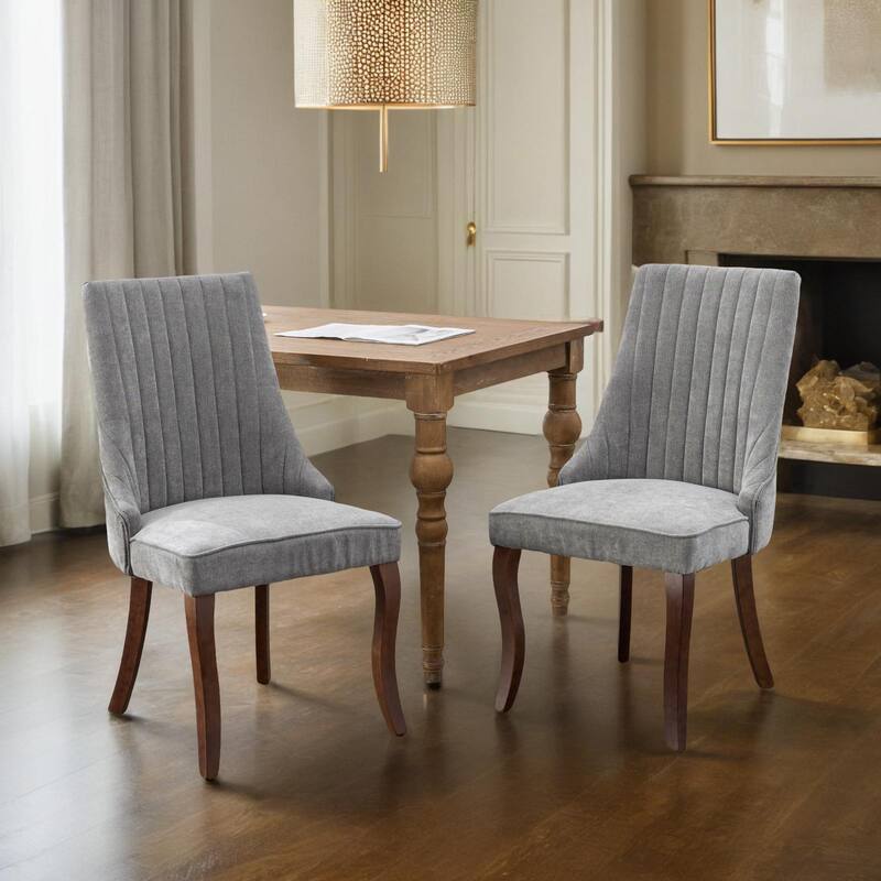 Rayon Cloth Flocking Linen Dining Chairs Channel Kitchen Dinner Chair Comfy Fabric Upholstered Accent Chair for Dining Room