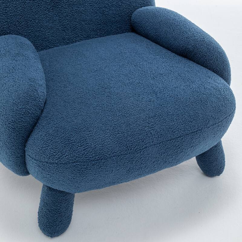 SEYNAR Modern Faux Sherpa Upolstered High Back Armless Accent Chair