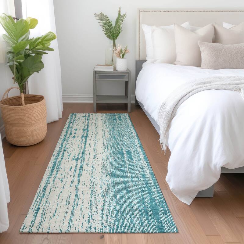 Machine Washable Indoor/ Outdoor Chantille Stripes Ombre Rug