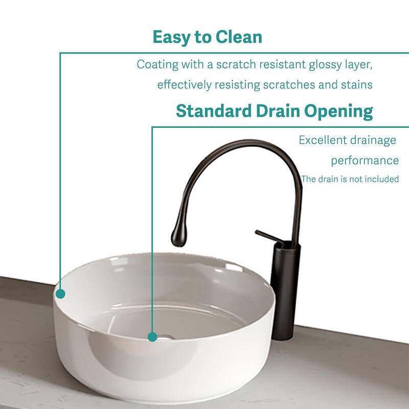 Topcraft Ceramic Countertop Bathroom Sinks - 15.5"
