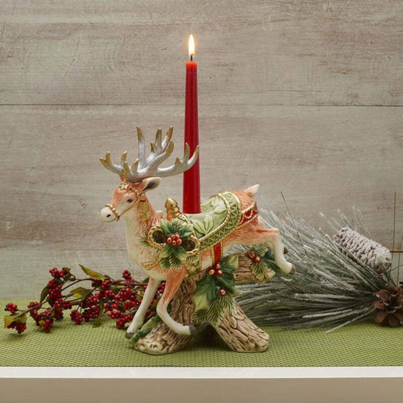 Fitz and Floyd Holiday Home Deer Candleholder