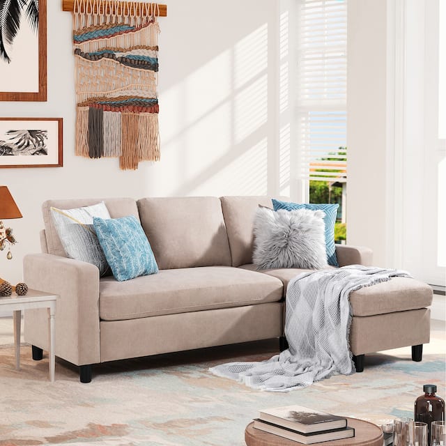 Futzca Modern L-shaped Convertible Sectional Sofa w/ Reversible Chaise