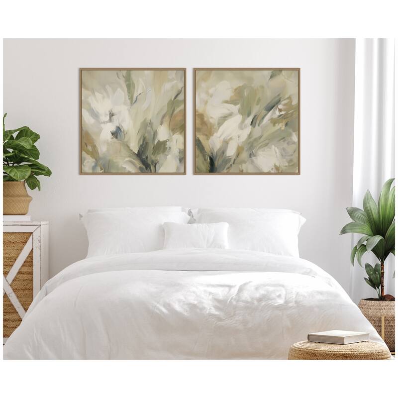Kate and Laurel Olive Bloom No. 3 & No. 2 2 Piece Framed Canvas Wall Art Set by Amy Lighthall