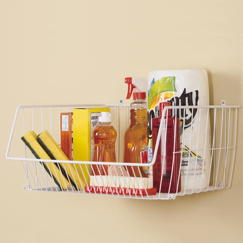 ClosetMaid White Steel Stack or Mount Wire Storage Basket