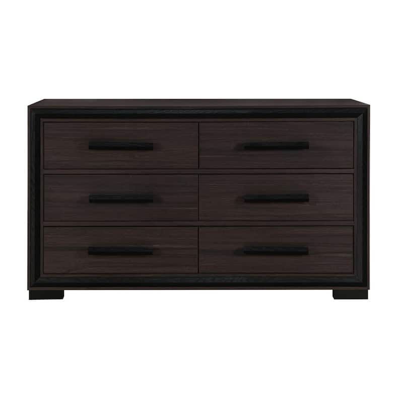 HomeRoots 60" Brown Wood Six Drawer Double Dresser