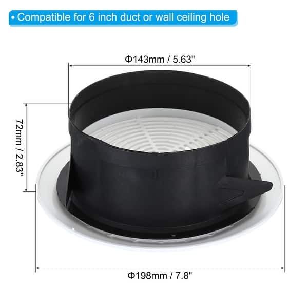 6" Round Air Vent Adjustable Grill Cover Louver Soffit Vent w Screen