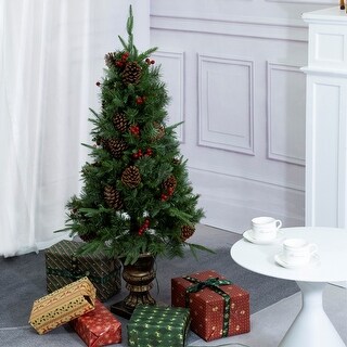 4FT Realistic-looking Compact Artificial Christmas Tree for Small ...