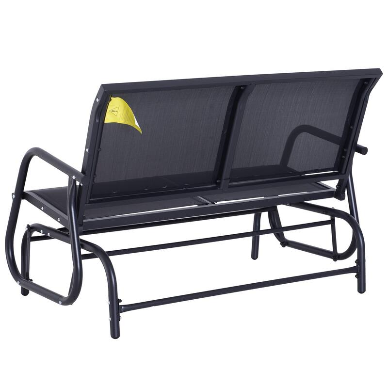 2-Person Outdoor Glider Bench, Patio Double Swing Rocking Chair Loveseat w/ Powder Coated Steel Frame