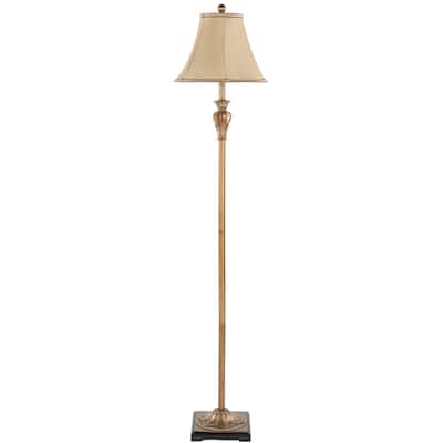 SAFAVIEH Lighting 61-inch Eastham Gold Silk Floor Lamp - 13"x13"x61"