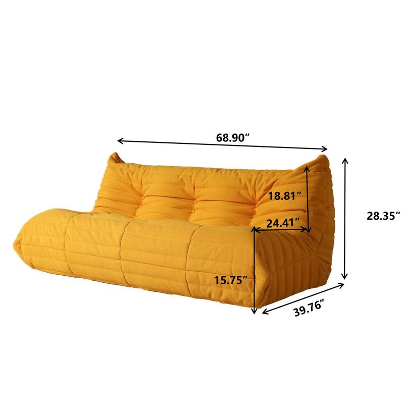 69 Inch Armless Teddy Fabric Soft Sofa Modern Couch