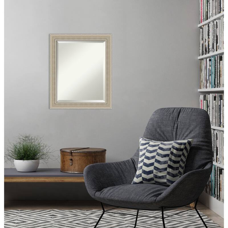 Mezzo Silver Beveled Wood Framed Wall Mirror - Mezzo Silver