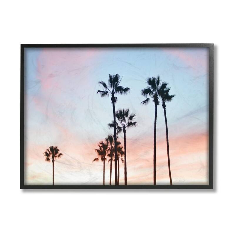 Stupell Sunset Sky with Palm Tree Silhouettes Framed Wall Art - 24 x 30 - Black