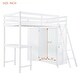 preview thumbnail 8 of 9, Twin Size Storage Loft Bed with Wardrobe, Wooden Bed with Desk, Kid's Bed with Ladder and Guardrail for Bedroom, White
