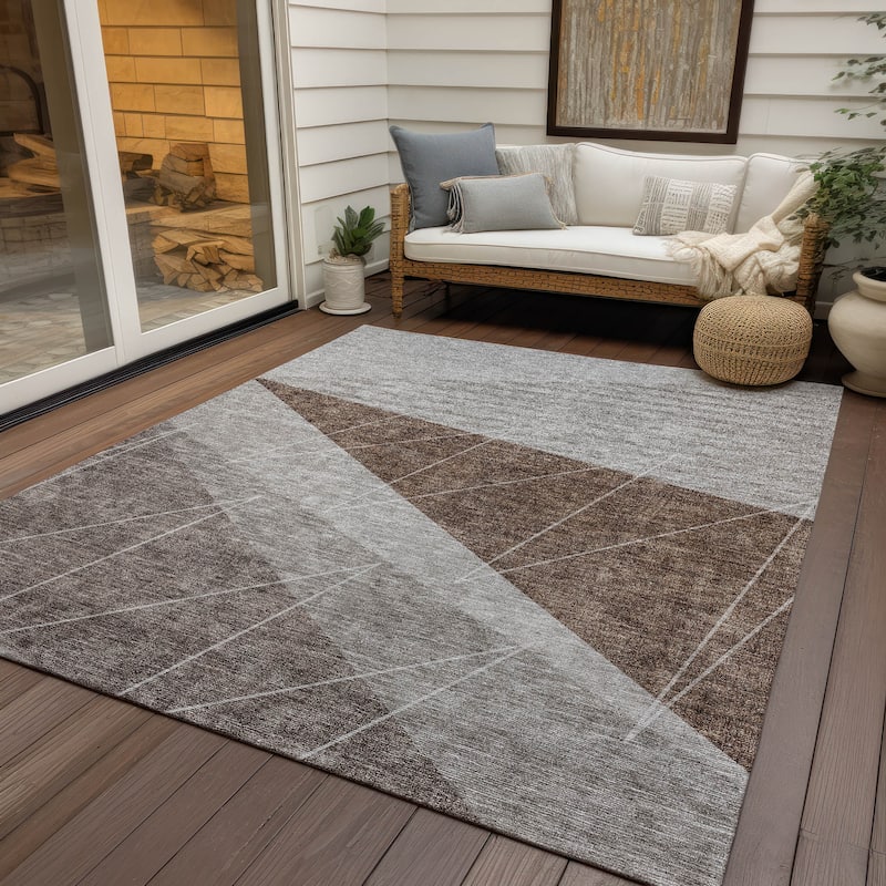 Machine Washable Indoor/ Outdoor Chantille Modern Prism Rug