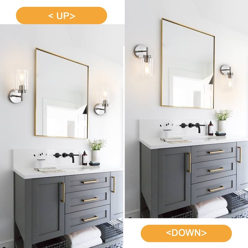 1-Light Modern Bathroom Vanity Light with Clear Glass Shades, Classic Wall Sconces for Dining Room Living Room