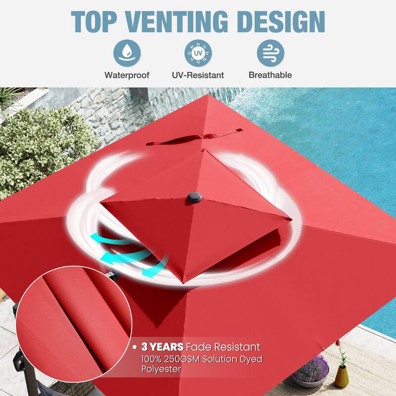 VredHom 10 X 10 ft Square Patio Cantilever-Offset Umbrella