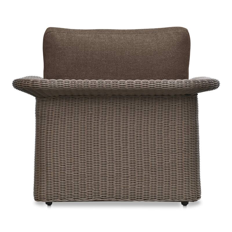 NADAAL STUDIOS Aralina Outdoor Accent Chair, Curved Windowpane Frame, Brown Stripe Upholstery