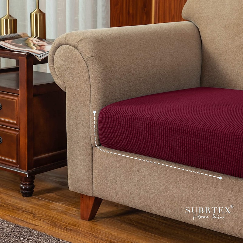 Subrtex Stretch Loveseat Cushion Cover Textured Grid Furniture Covers
